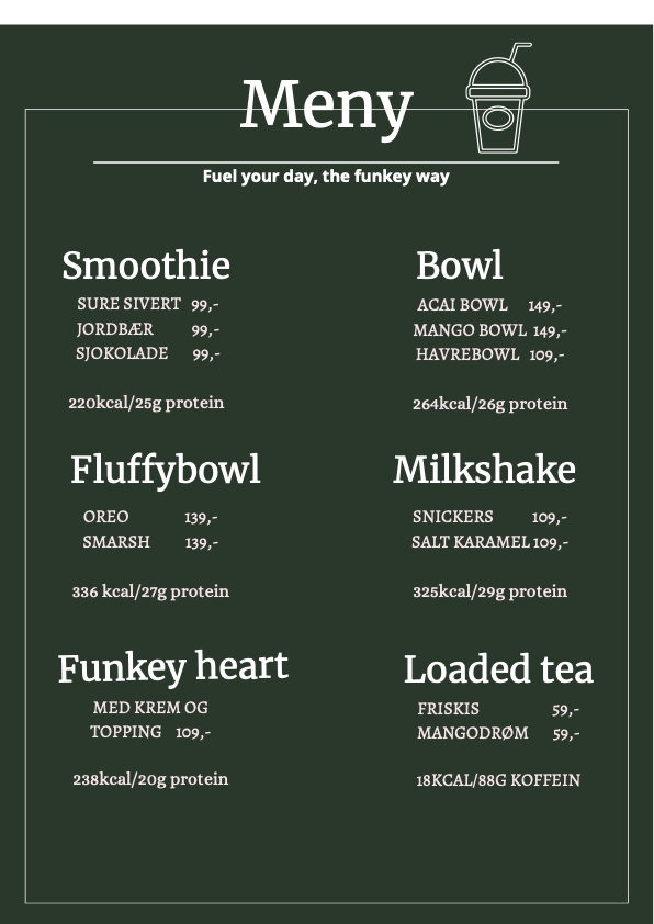 Funkey Nutrition fullmeny